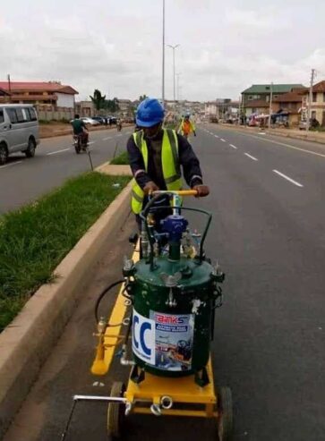 Automatic road marking machine.