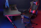 Gaming table with light and chairs