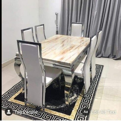 Marble Dining table with 6 Chairs