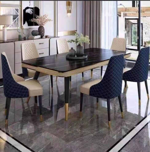 Marble Dining table with 6 Chairs