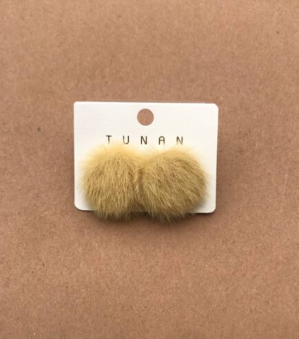 Brown Fur Button Earrings