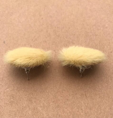 Brown Fur Button Earrings