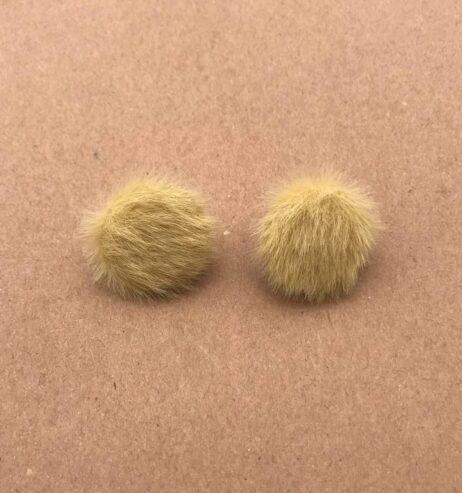 Brown Fur Button Earrings