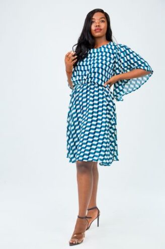 Flutter Sleeves Flare Dress