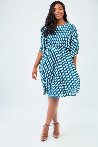 Flutter Sleeves Flare Dress