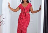 Red Tie round Maxi Dress