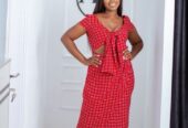 Red Tie round Maxi Dress